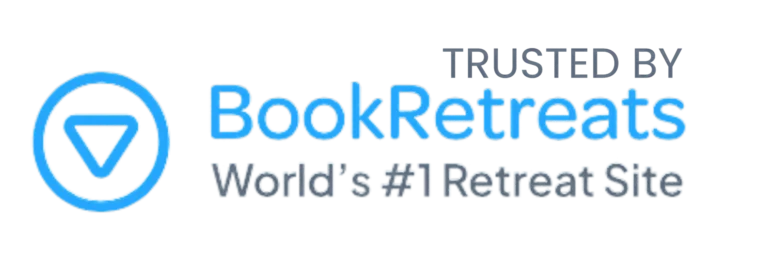 BookRetreats trusted wellness retreat platform logo featuring blue branding and World’s #1 Retreat Site tagline